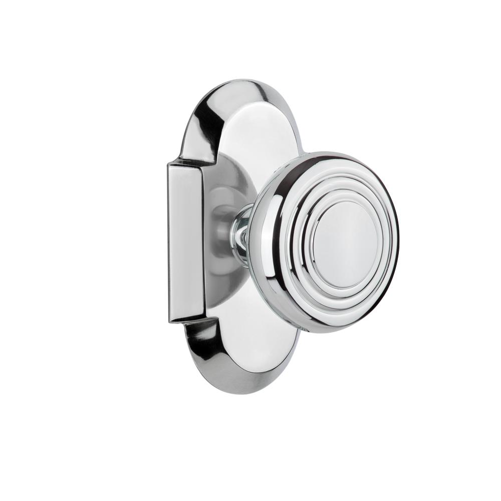 Nostalgic Warehouse COTDEC Complete Passage Set Without Keyhole Cottage Plate with Deco Knob in Bright Chrome